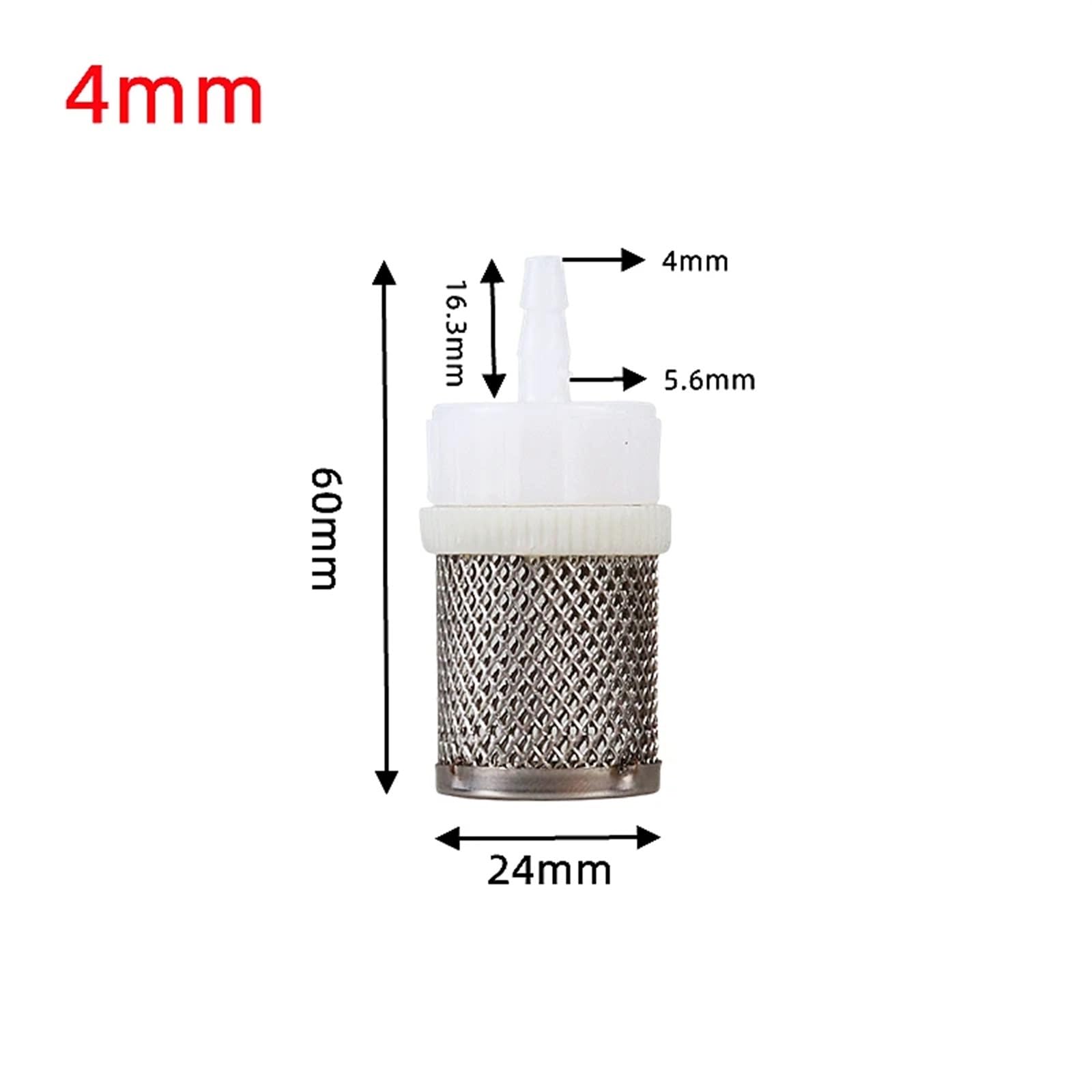 Filtre de Tuyau en Acier Inoxydable, 4 6 8 10 12 14 16 20mm, Protection de la Pompe à Eau d'aquarium, Irrigation Goutte-à-Goutte, Eau agricole, Filtre à Mailles(4mm)