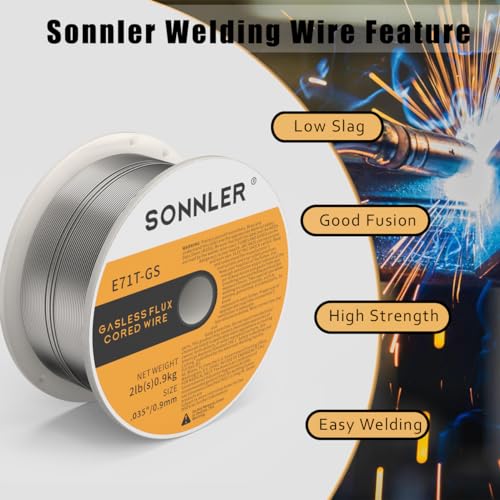 Image of 3 Packs 2-Pound 035 Flux Core Welding Wire,SONNLER E71T-GS Mig Welding Wire | Low Splatter Gasless Carbon Steel Mig Welding Wire Compatible With HF Fourney Harbor Welder