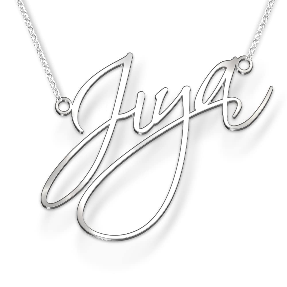 Dreamrax Jiya Cursive Gold & Silver Name Pendant Necklace, Best Jewelry Gift for Girls.