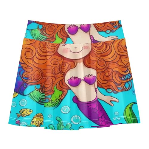 Dance Golf Girls' Shorts Athletic Skorts Kids Tennis Skirts Pleated Cute Underwater Mermaid Blue 4t