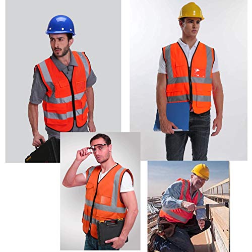 JZK Orange XXXL mesh Safety Vest with Pockets and Zipper - Image 4