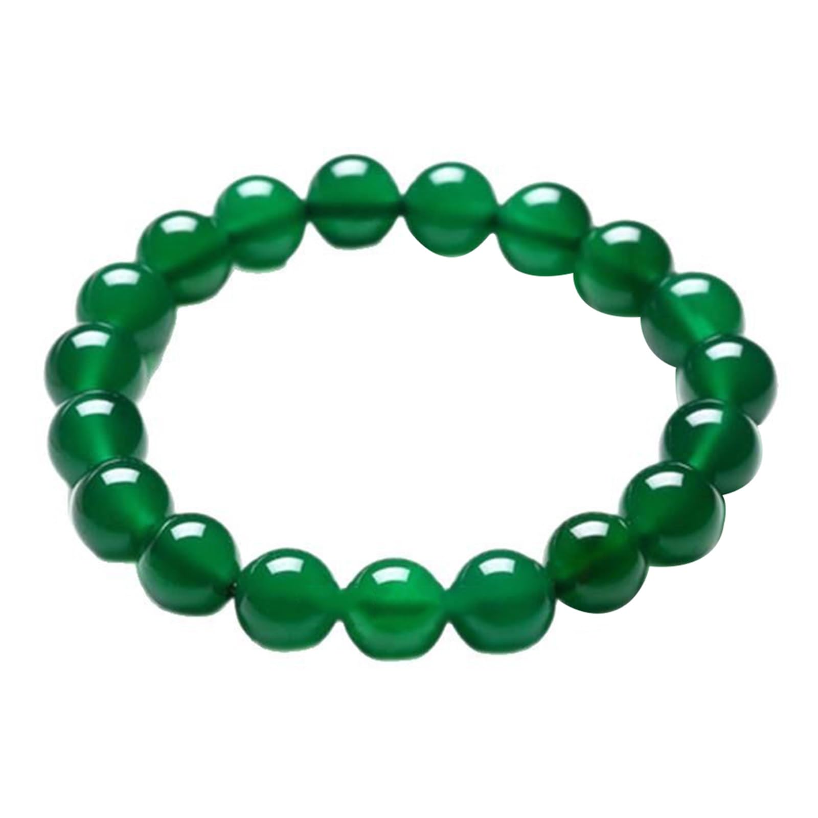 QHQQXN Bracciale in Giada Naturale da Donna, Bracciale con Perline Elasticizzate in Cristallo di calcedonio, Agata Verde