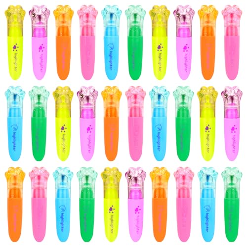 VICHOS 30 Piezas Mini Subrayadores para Regalitos Cumpleaños Invitados Niños Colegio, Relleno Piñata & Detalles Cumpleaños Niños & Infantiles, Subrayadores de Pata Gato para Regalos Cumpleaños Niños