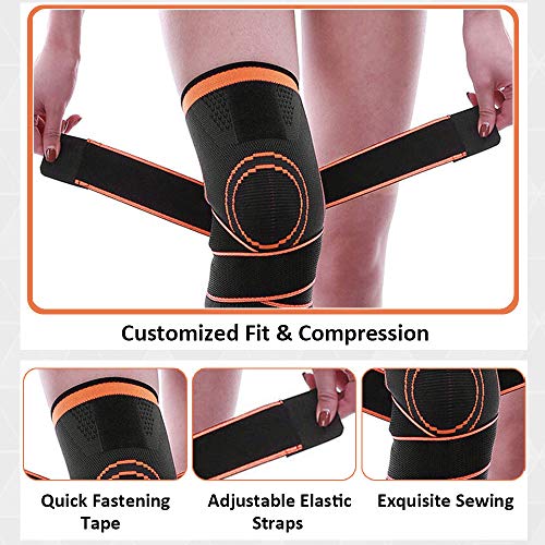 Joelheira, Romacci Homens e mulheres par de joelheiras de malha alças ajustáveis ​​suporte manga de