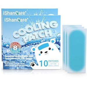 ishancare Cooling Patches for Fever, 20 Sheets Individually Wrapped Hot Weather Cooling Patches for Adults, Fever Cool Pads, Cooling Fever Reducer, Migraine & Headache Patches (Pack of 2)