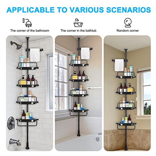 Averyshop Rustproof Standing Shower Caddy Corner, Corner Shower Caddy For Bathroom And Bathtub，4-Tier Adjustable Shower Shelves, Shower Organizer Corner, 40-130 Inches, Black #TOP5