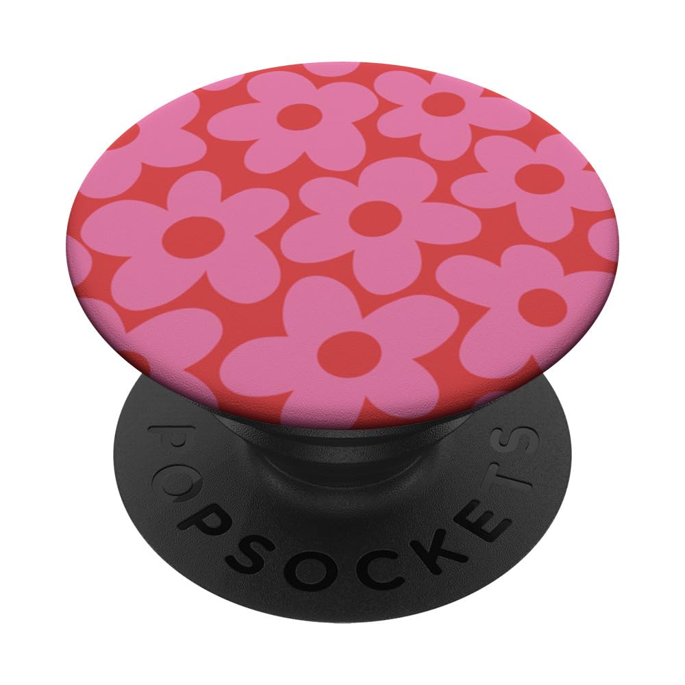 Cute Pink Aesthetic Cute Flowers Floral Retro Daisy Women PopSockets Adhesive PopGrip