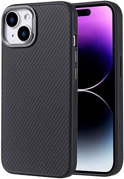 Coverzone iPhone 15 ile uyumlu Karbon Fiber Görünümlü Z-Flow Yüksek Kalite Desenli MagSafe ile uyumlu Lüx Kılıf - Siyah