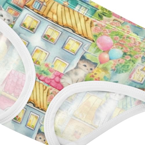 Cotton Toddler Underwear Floral Cute Cats Whimsical Houses Panties for Girl Florals Briefs Girls Undies 2t4