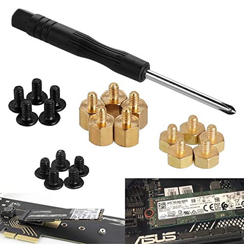 Hantof M.2 Standoff And Screw,Nvme Screw M.2 Ssd Mounting Kit For M.2 Drives,Compatible Asus Motherboard,M.2 Screw + Hex Nut Stand Off Spacer(5 Sets)+1 Pcs Screwdriver #TOP3