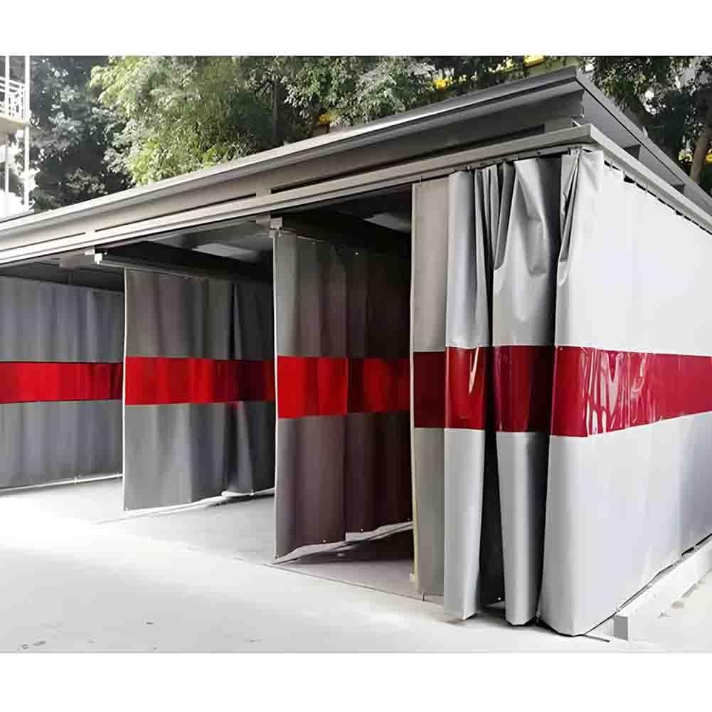 Cortinas industriales para soldar, ignífugas, con revestimiento de silicona, con ventana de visión transparente roja para almacén, taller, 1,9 x 2 m