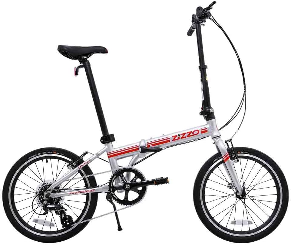 ZiZZO Liberte Plus 23 lb Lightweight Aluminum Alloy 20-Inch 8-Speed Folding Bicycle with Quick Release Wheels