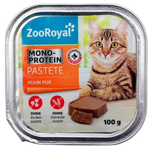 ZooRoyal Katzenfutter Monoprotein Pastete Huhn Pur, 16er Pack (16 x 100g)