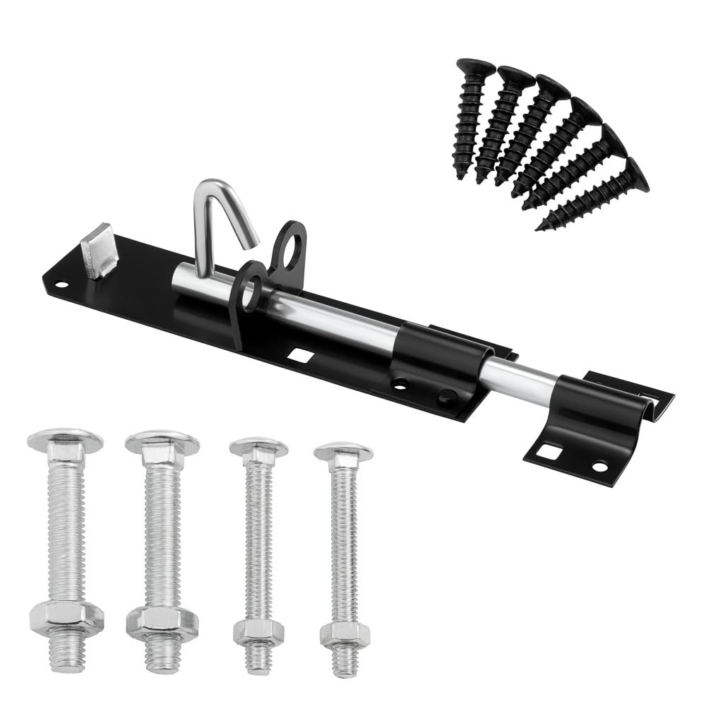 SATARGO Gate Lock Bolt, Brenton Heavy Duty Door Slide Bolts Lockable Padbolt for Shed, Outhouse and Stores - Includes Fixings (6" Bolt (152mm))
