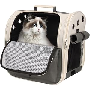 BELLE VOUS Mochila Transportin para Gatos o Perros Pequeños – Bolso Transpirable con Apertura Frontal para Pasear Gato o Perro Pequeño o Mediano – Transporte Mascotas hasta 6,5 kg