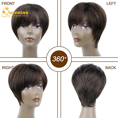 Image of Short Layered Synthetic Pixie Cut Wig for Women with Bangs ,Black Cherry