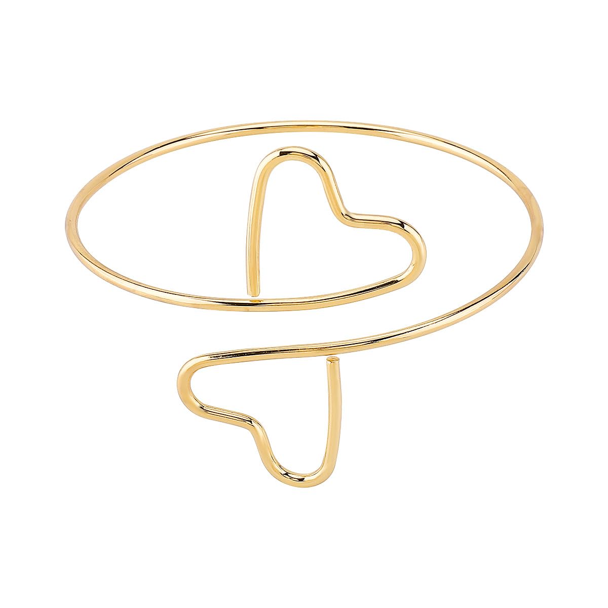 Gold Finish Metal Armlet | Geometric Open Wire Heart Upper Arm Cuff Bracelet for Women-image-7