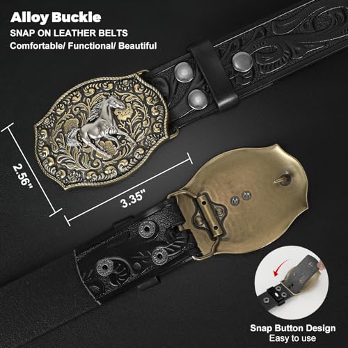 Image of BELTROAD Western Leather Buckle Belt for Men Women Cowboy Cowgirl Mens Leather Belt for Jeans Christmas Men's Belt Gifts