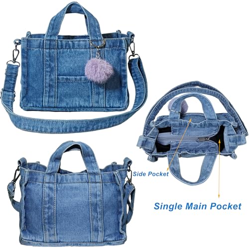 Image of SoonerCozer Crossbody Denim Purse Fashion Small Hobo Bag Stylish Handbag Tote Bag for Women
