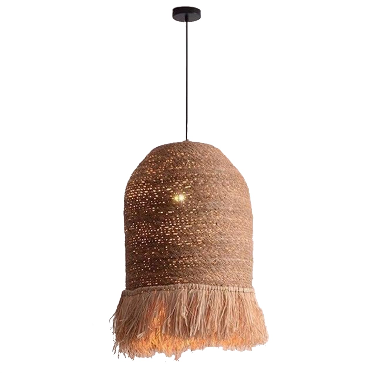 LQZCXMF Coastal Rattan Wicker Pendant Light Boho Rattan Chandelier Light Fixture 15.7" Large Farmhouse Ceiling Pendant Lamp Rustic Lighting for Living Dining Room Kitchen Island Bedroom Hallway