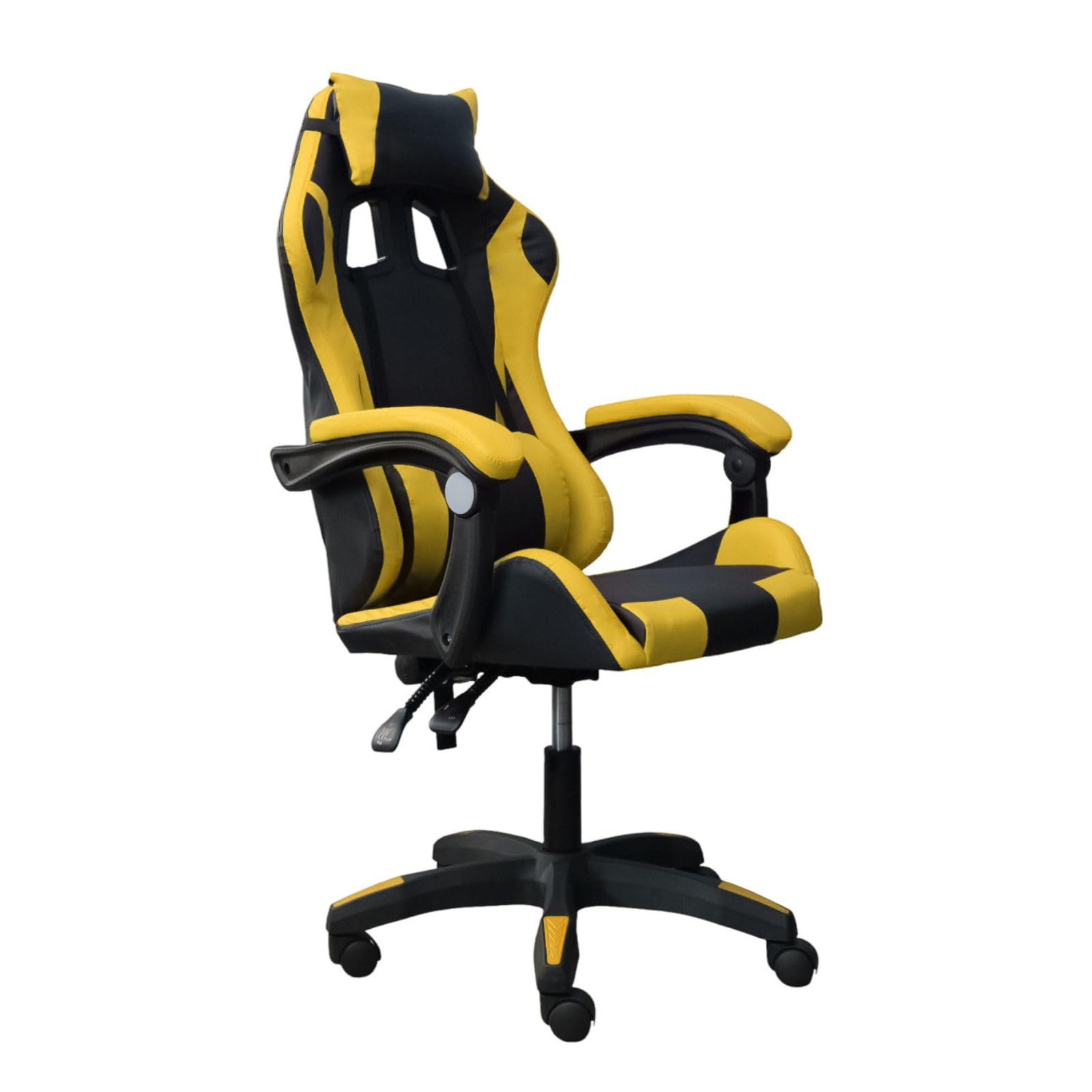 DASCK - Yellow Ergonomic Reclining Gaming Chair with Lumbar and Cervical Cushion | Adjustable Height 200kg | Office and Gaming
