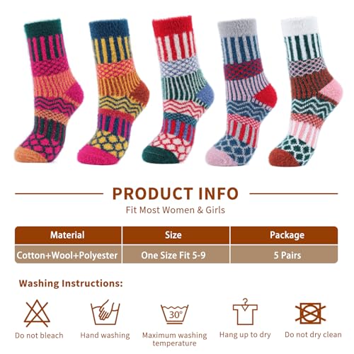 Image of SISOSOCK 5 Pairs Fuzzy Soft Cozy Comfortable Socks for Women, Casual Sleep Comfy Socks, Perfect Warm Winter Gifts for Women