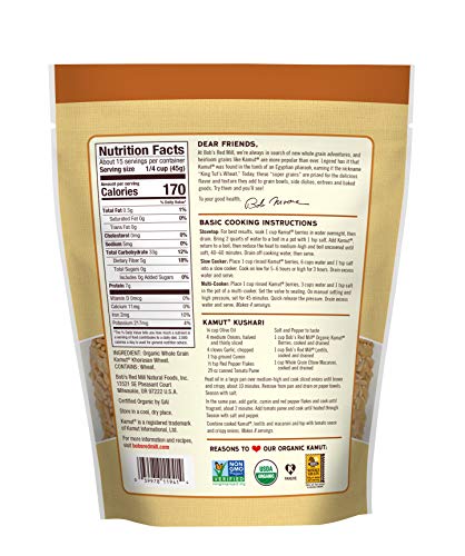 Bob's Red Mill Organic Kamut Berries, 24oz (Pack of 4) - Organic, Non GMO, Whole Grain, Vegan, Kosher