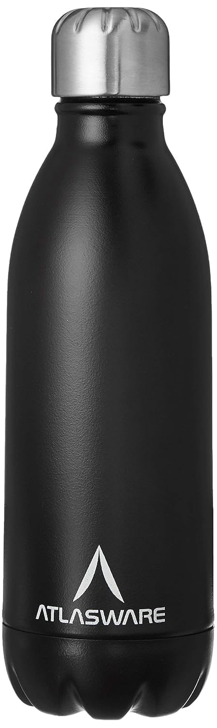 Atlasware Made in India Stainless Steel Hot and Cold Vacuum Bottle with Insulated Stainless Steel BPA-Free, Leakproof Bottle, (Black, 750)