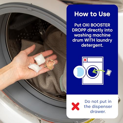 Image of Dropps Oxi Booster Pods, Unscented (64 Count) - Laundry Whitener & Stain Remover | Free & Clear | Laundry Booster | Chlorine-Free Bleach Alternative | Clean Ingredients | Plastic-Free Packaging