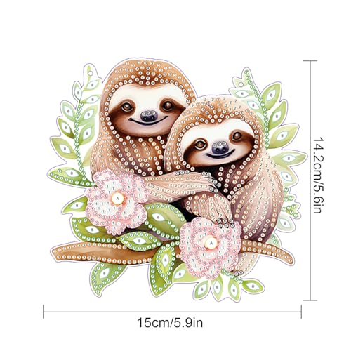Image of AiYuanzsh Diamond Art Painting Pendant Kits Animal 5D Diamond Painting Art Hanging Kit Cute Brown Sloth DIY Diamond Crystal Window Pendant Kit for Adults Gift Wall Home Decoration