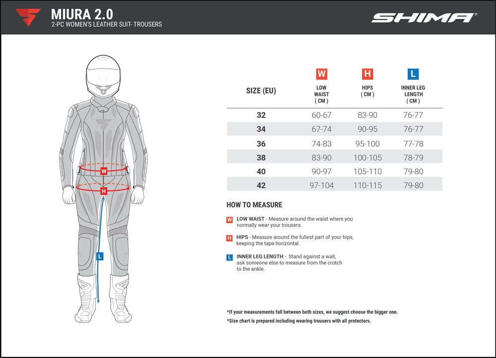 SHIMA Miura 2.0 Pantalon de moto - Cuir, femmes, pantalon de sport avec protections des hanches et des genoux, cuir perforé, panneaux élastiques, pour combinaison 2 pièces (38, Noir/Blanc)