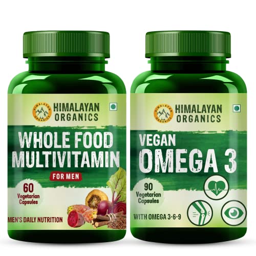 Himalayan Organics Whole Food Multivitamin for Men -60 Veg Capsules & Omega 3 6 9 Vegan Supplement for Muscle, Bone – 90 Veg Capsules (Combo pack) Himalayan Organics Whole Food Multivitamin for Men -60 Veg Capsules & Omega 3 6 9 Vegan Supplement for Muscle, Bone – 90 Veg Capsules (Combo pack)
