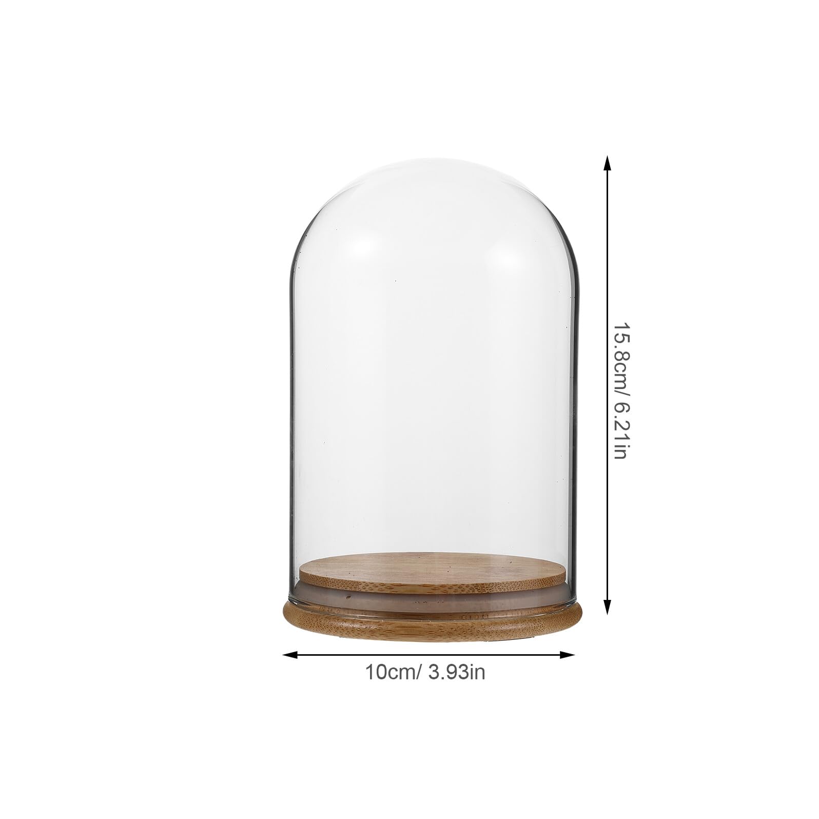 Cupola Espositiva in Vetro con Base in Bambù per Sfere Decorative e Collezioni Creative Miniature, Design a Cupola Trasparente per Centrotavola Raffinato e Decorativo