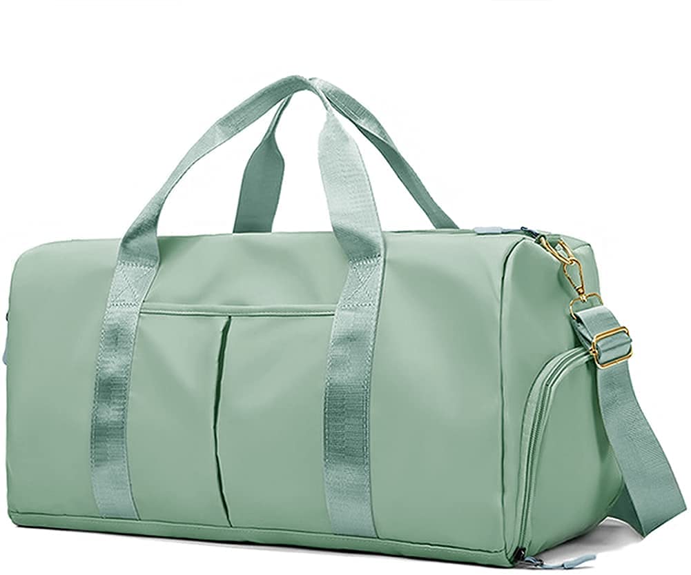 AR Mall Women's and Men's Nylon Sports Gym Travel Duffel Bag Shoulder Handbag for Women, Outdoor Weekend Bag with Dry Wet Pocket and Shoes Compartment (Green)-image-48