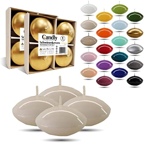 Wenzel Maxi-Schwimmkerzen 8 Stück - Elfenbein, Große Schwimmkerzen | 8 Stunden Brenndauer