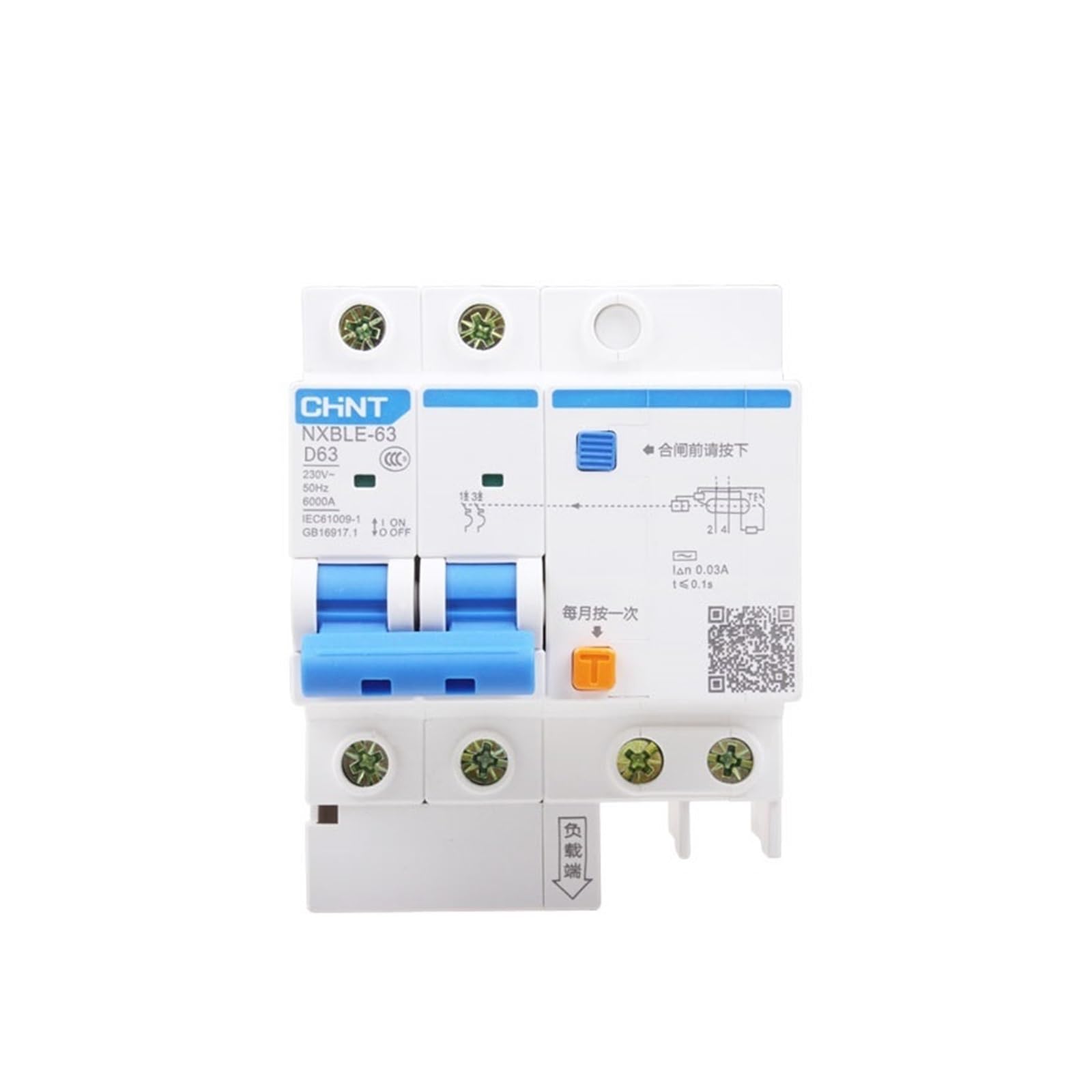 Disyuntor de corriente residual NXBLE-63 tipo D 2P 40A para protección de circuitos