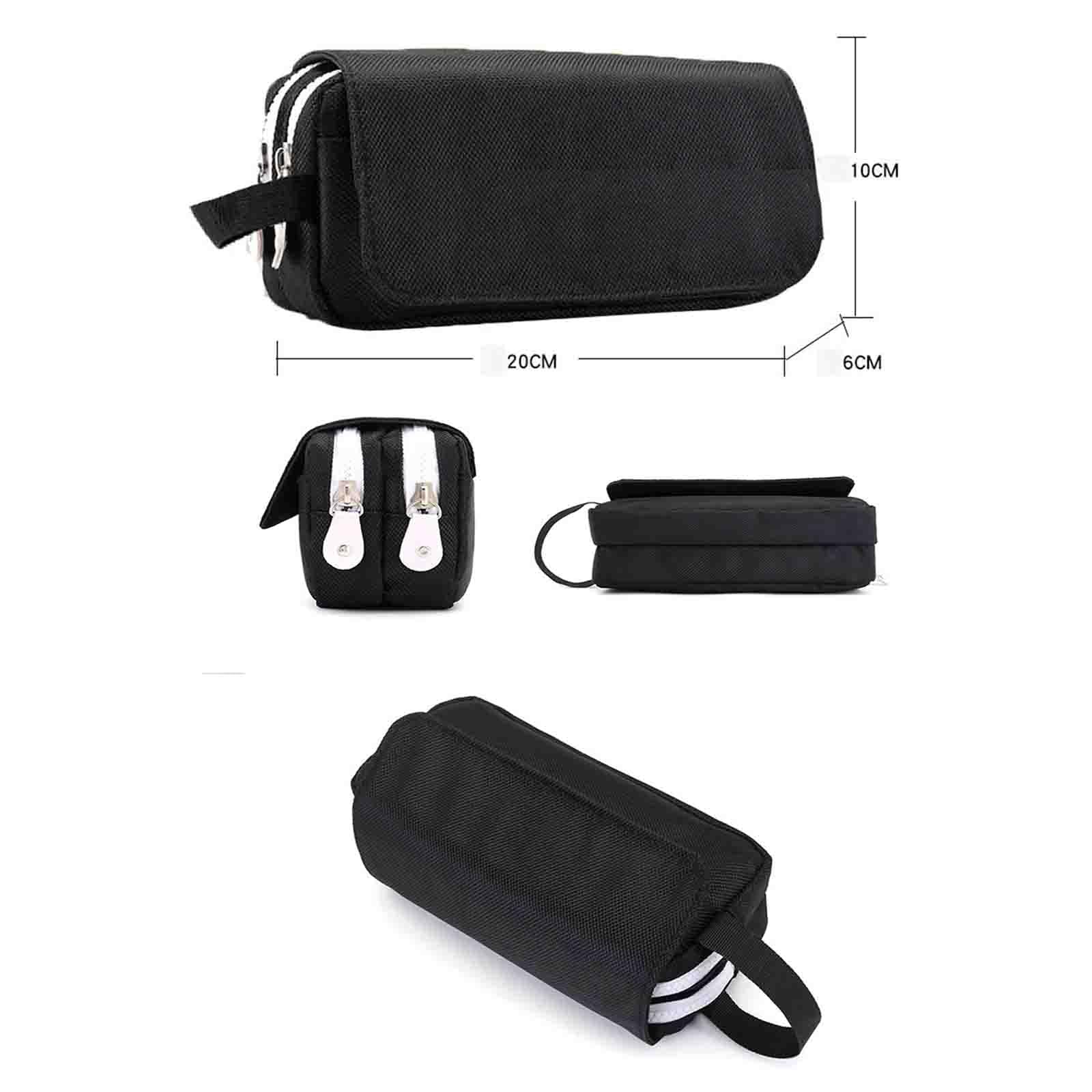 Astuccio Scuola Media Astucci Scomparti Bambina Ragazza Ragazzo Leggero Alta Capacità Multistrato Per Studenti Con Cerniera (black,20x6x10cm)