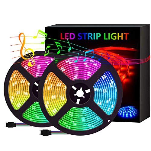 HARMONIC LED Strip Lights Works with Alexa, 32.8ft RGB LED Light Strip with Remote Music Sync Tape Lights Color Changing 5050 LED Rope Lights for TV Backlight, Home, Kitchen, Bedroom, Party Decoration