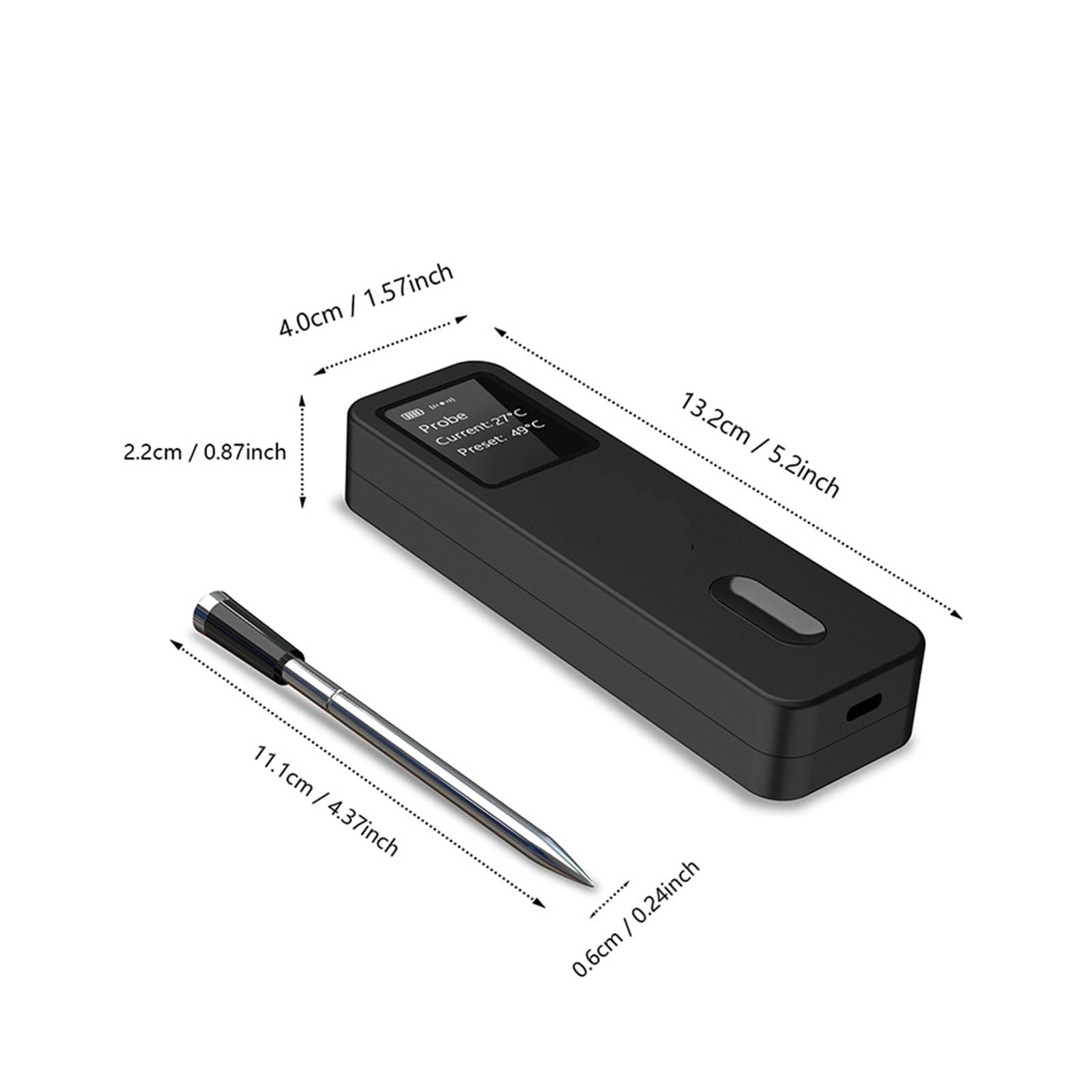 Termómetro de Carne Bluetooth - Parrilla ahumadora Digital inalámbrica con Pantalla LCD, Alcance Remoto de 100 Metros, Resistente al Agua para Horno Barbacoa y asador.