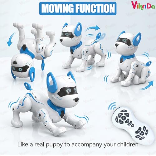 Image of VikriDA RC Robot Dog for Kids 8-12 | Smart Robotic Puppy Toy with Touch, Walking & Talking Features | Stunt Dance RC Dog Gift for Boys & Girls