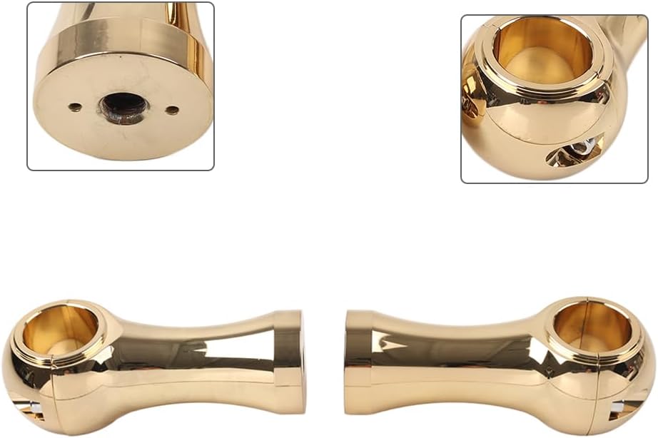 Cnamid5 1 Pair 6061 Aluminum+Stainless Steel Screw Top Clamp Mount Handlebar Risers MP05-009-0032G Gold 1-1/4" For Harley, For HONDA, For Suzuki, For Yamaha, For Kawasaki