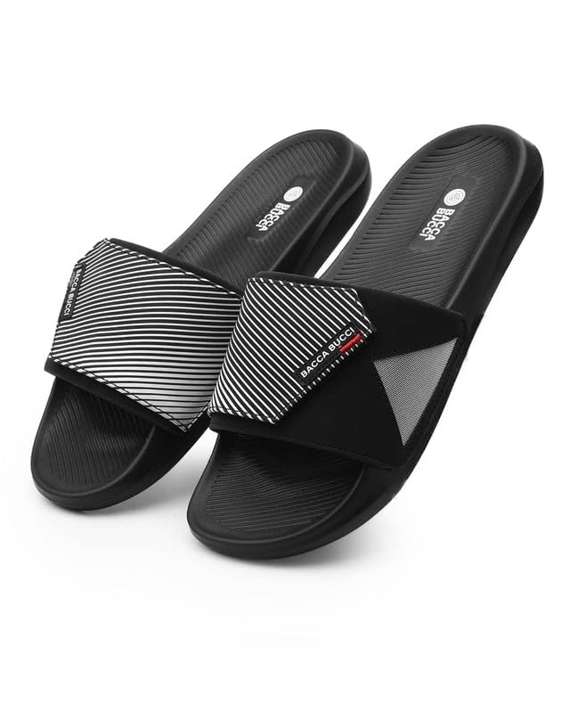 Image of Bacca Bucci Elevate Slides for Men | High-Grade Rubberized EVA Comfort Slides with Non-Skid Outsole | Soft Cushion Footbed | Lightweight Daily Wear Slip-Ons