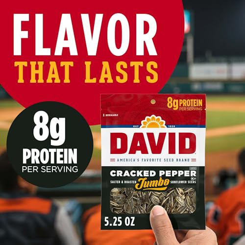 DAVID Jumbo Sunflower Seeds, Cracked Pepper Flavor, 5.25 oz.