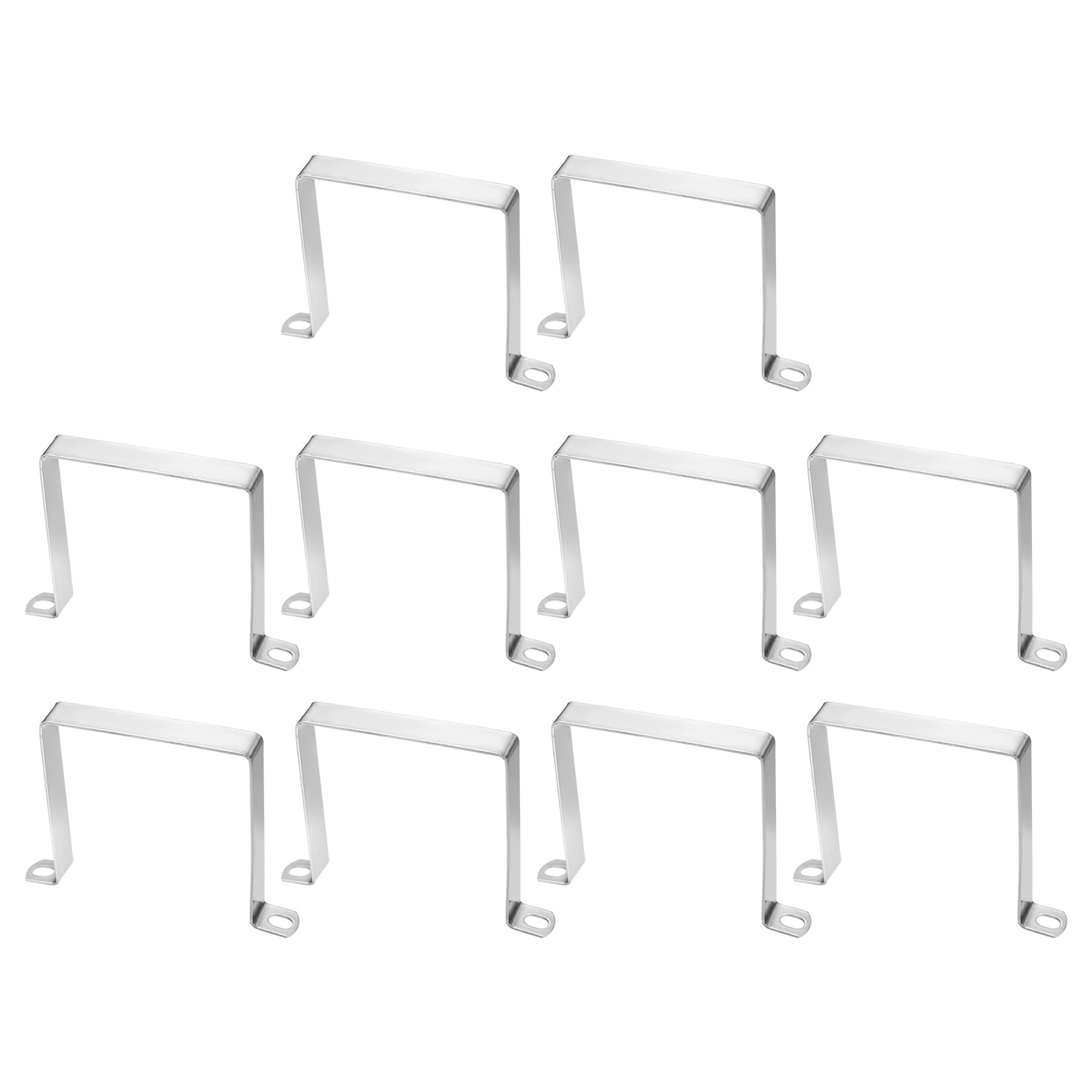 sourcing map 10pcs Square Pipe Clamp 100x100mm 304 Stainless Steel Square Tube Buckle U Shaped Tube Clamp Strut Connector for Pipe Hose Cable, Silver