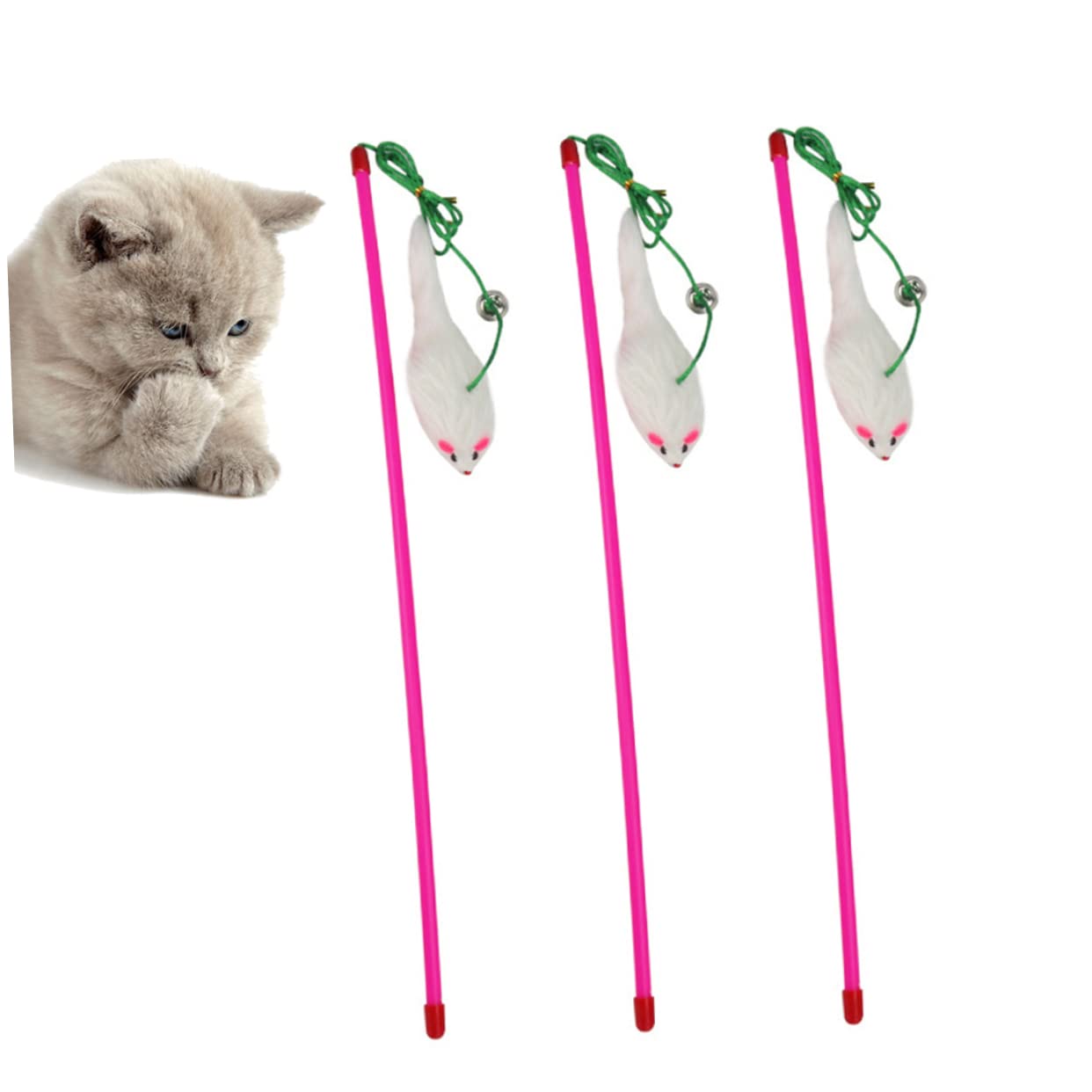 POPETPOP 10stücke Interaktive Katzenangel Mit Mausdesign Lustiges Spielzeug Für Katzen Fördert Und Geistige Anregung Zufällige Farben Für Katzentraining Und