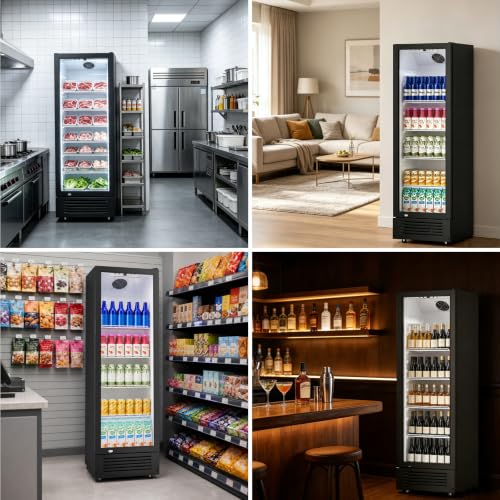 Image of Electactic Commercial Beverage Refrigerator, 9 Cu. Ft. Drink Fridge, Display Refrigerator with Glass Door & 4 Adjustable Shelves,for Shops,Restaurants,Bars