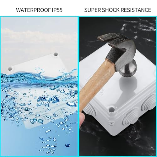 2 Stk Abzweigdose Aufputz Verteilerdose Aufputz, Verteilerdose Außen Wasserdicht IP65, Abzweigkasten Verteilerkasten Außen Wasserdicht, Elektrische Box Elektro Projekt Gehäuse(Weiß,100 x 100 x 70mm)