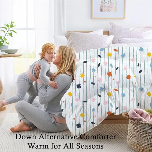 Image of Comforter for King Bed - Extra Warm & Thick Winter Blanket | Ultra Soft & Lightweight Quilt | 300 GSM Duvet Insert - Ray of Flowers (102x108 Inch)