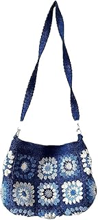 I.F.H Blue Granny Square Crochet Bag | Knitted Crossbody Bag | Hobo Bag | Crochet Purse | Crochet Gift | Handmade Tote Bag...