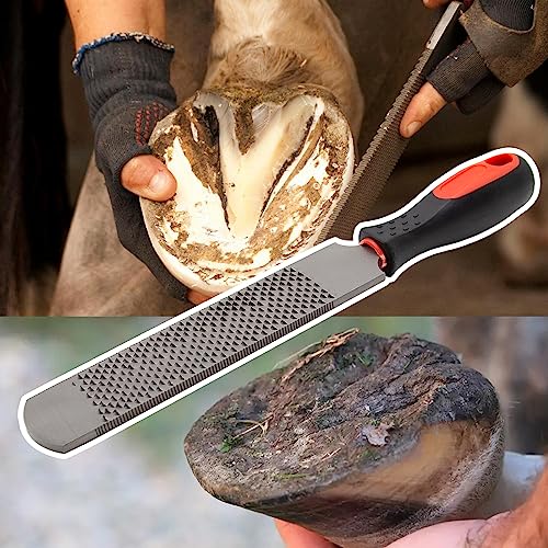 Image of MDEOOSKY 12.5 Inches Horseshoe File, Horseshoe File with Rubber Handle, Double-Sided Hoof Rasp File, Farrier Supplies Tool for Repair Horse Hooves, Goat Hooves, Cow Hooves and Wood Working